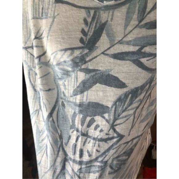 Palm tree pattern Tahari Palm tree print white and light Green 100% linen relaxe - Picture 11 of 11